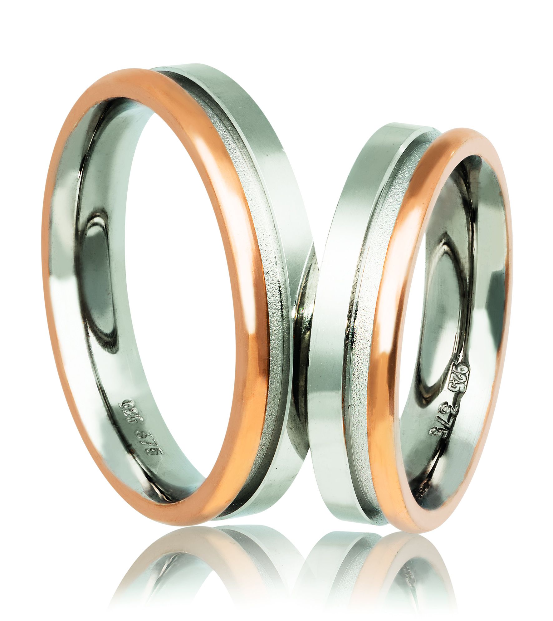 White gold & rose gold wedding rings 4.8mm (code AC11r)